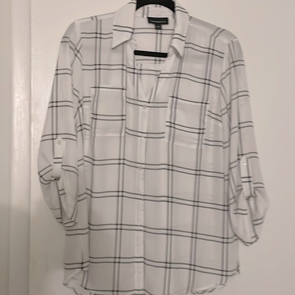 Black and White Plaid Blouse